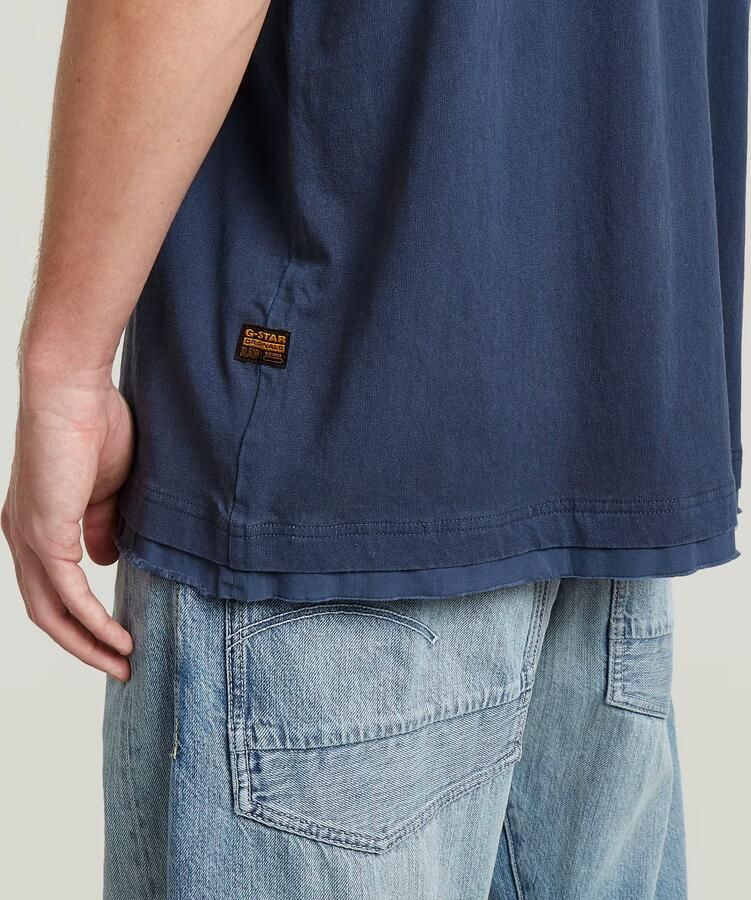 G-Star RAW Washed Distressed Relaxed T-Shirt Midden blauw Heren - Foto 4