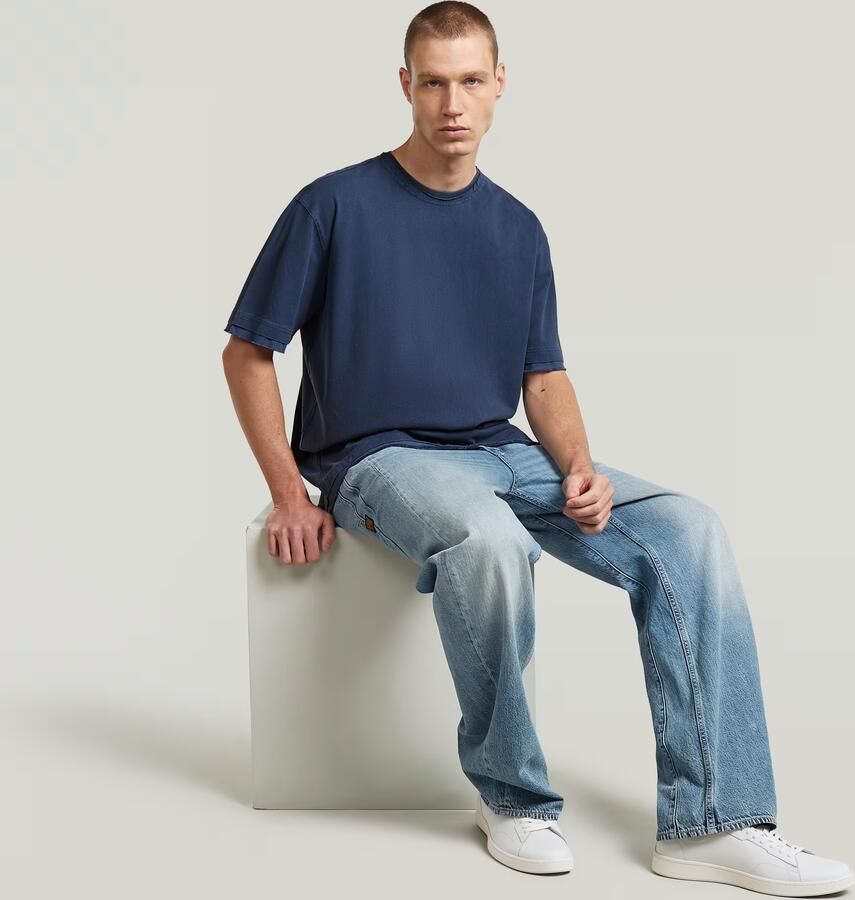 G-Star RAW Washed Distressed Relaxed T-Shirt Midden blauw Heren - Foto 3