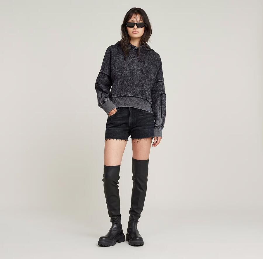 G-Star RAW Washed Embossed Oversized Hoodie Zwart Dames - Foto 5