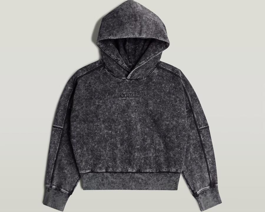 G-Star RAW Washed Embossed Oversized Hoodie Zwart Dames - Foto 6