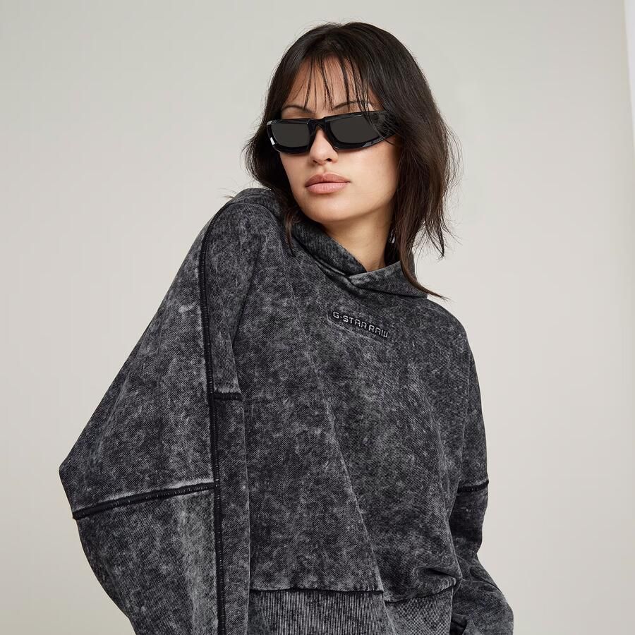G-Star RAW Washed Embossed Oversized Hoodie Zwart Dames - Foto 2