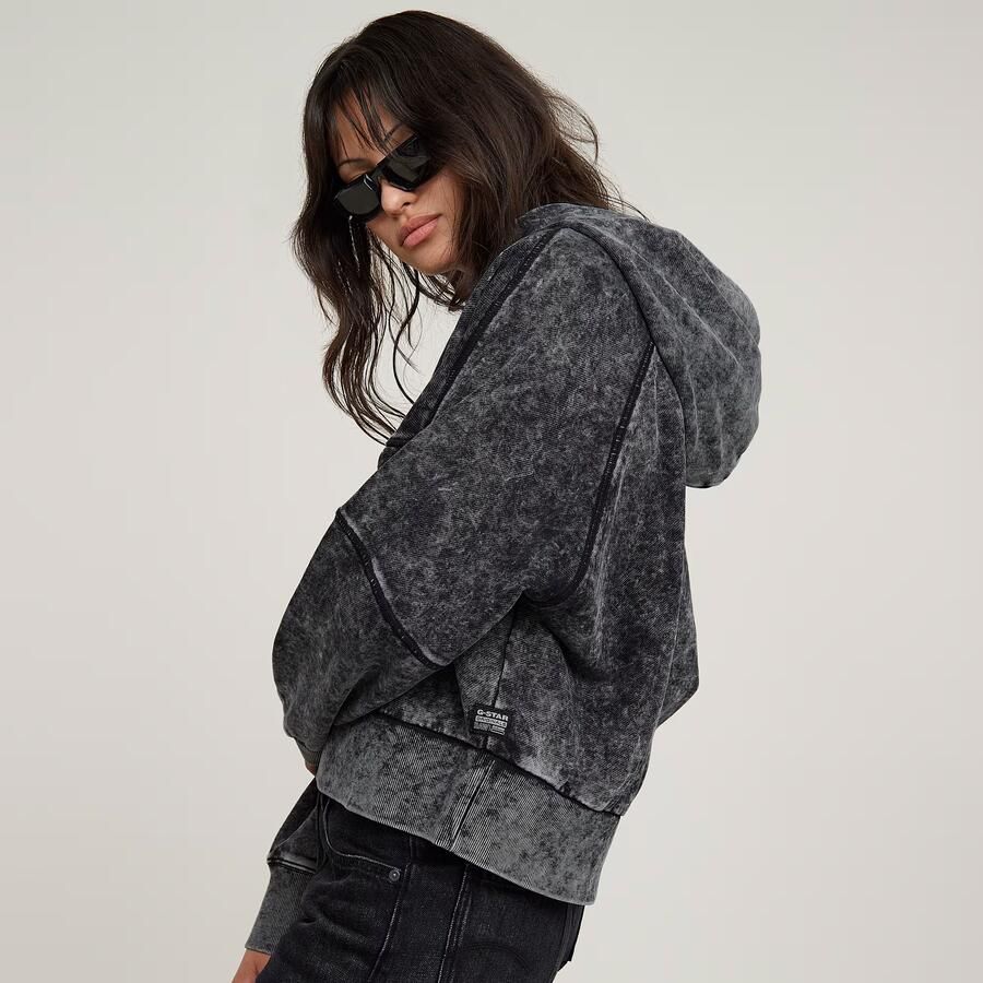 G-Star RAW Washed Embossed Oversized Hoodie Zwart Dames - Foto 3