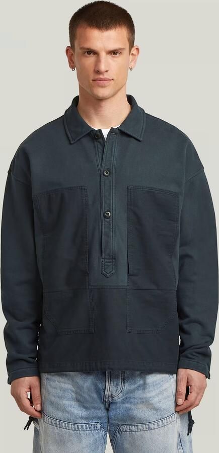 G-Star RAW Washed Fabric Mix Loose Sweater Donkerblauw Heren