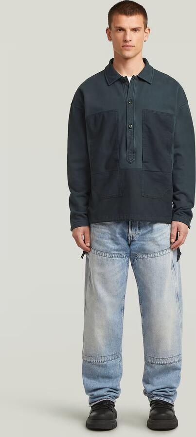 G-Star RAW Washed Fabric Mix Loose Sweater Donkerblauw Heren - Foto 7