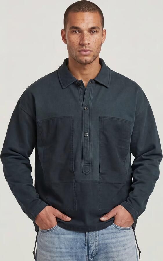 G-Star RAW Washed Fabric Mix Loose Sweater Donkerblauw Heren - Foto 4