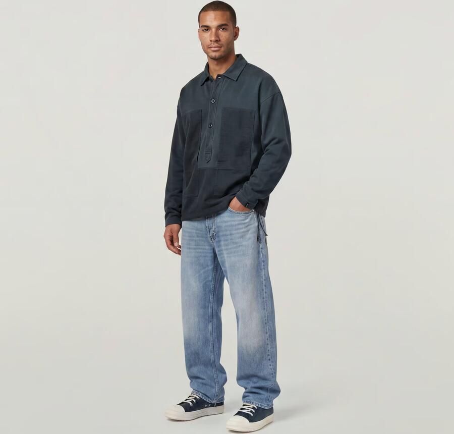 G-Star RAW Washed Fabric Mix Loose Sweater Donkerblauw Heren - Foto 3