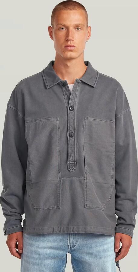 G-Star RAW Washed Fabric Mix Loose Sweater Grijs Heren