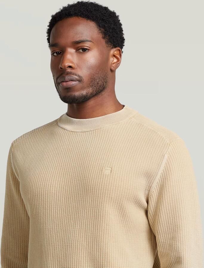 G-Star RAW Washed Gebreide Trui Beige Heren - Foto 4