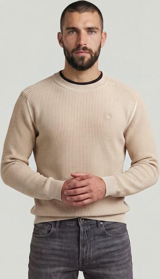 G-Star RAW Washed Gebreide Trui Beige Heren - Foto 5