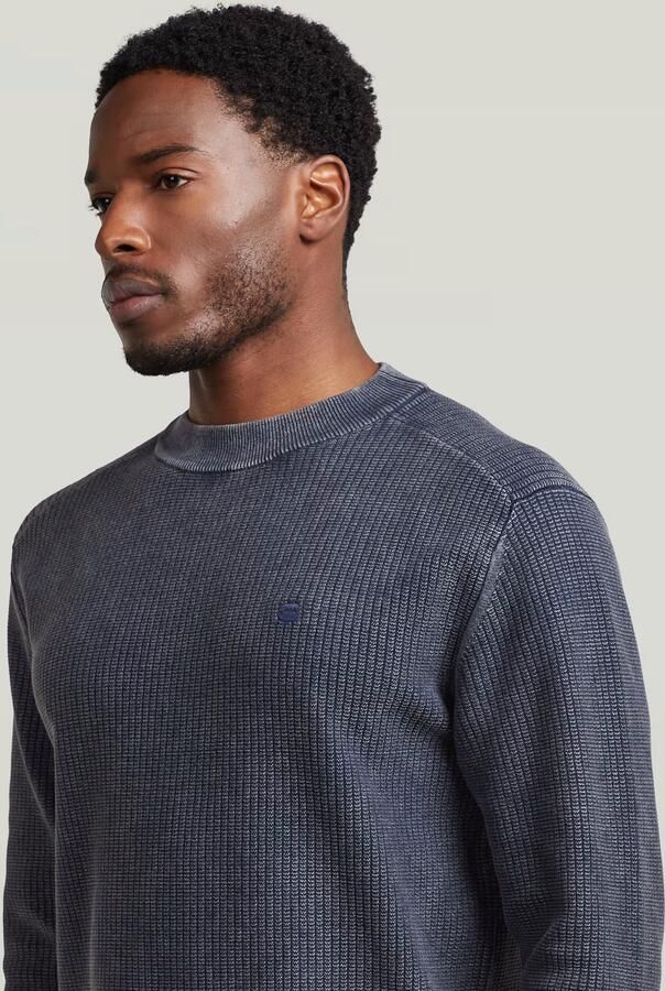 G-Star RAW Washed Gebreide Trui Donkerblauw Heren - Foto 4