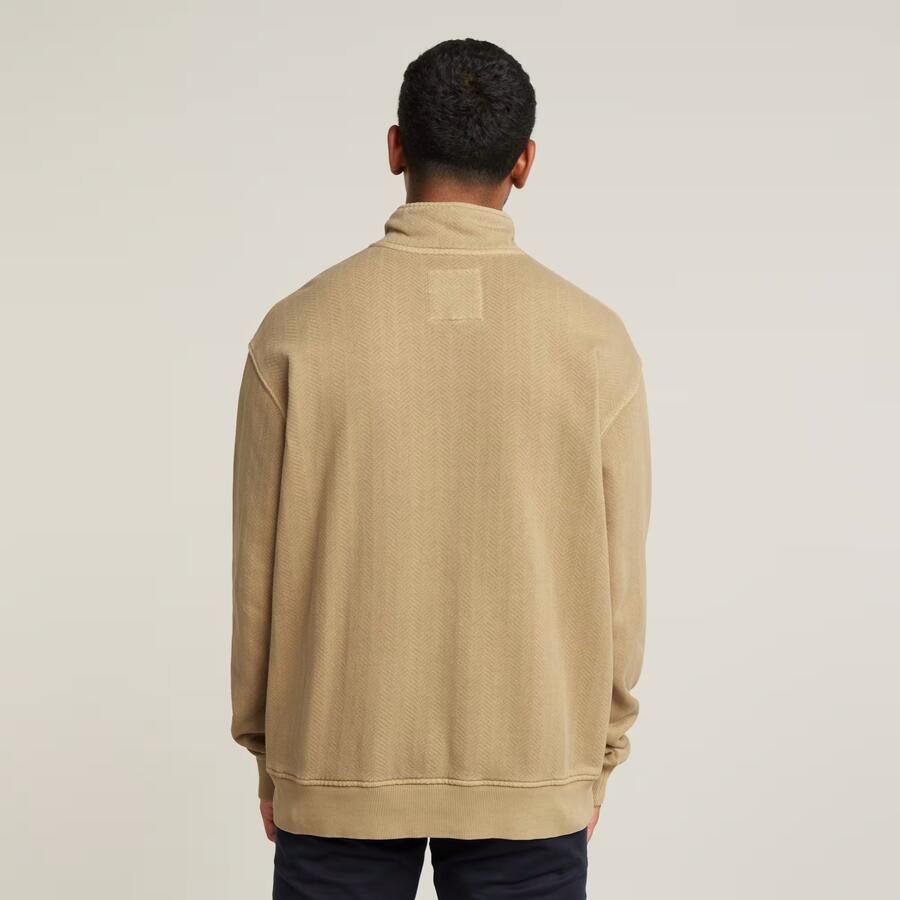 G-Star RAW Washed Half Zip Relaxed Sweater Beige Heren
