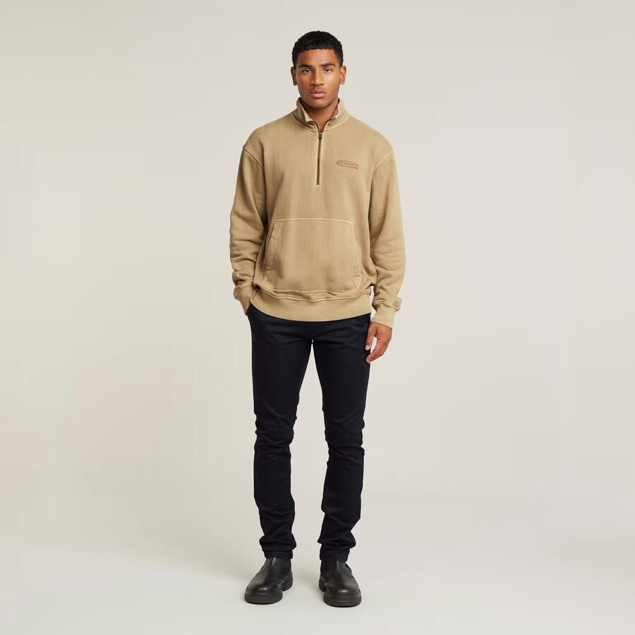 G-Star RAW Washed Half Zip Relaxed Sweater Beige Heren - Foto 2