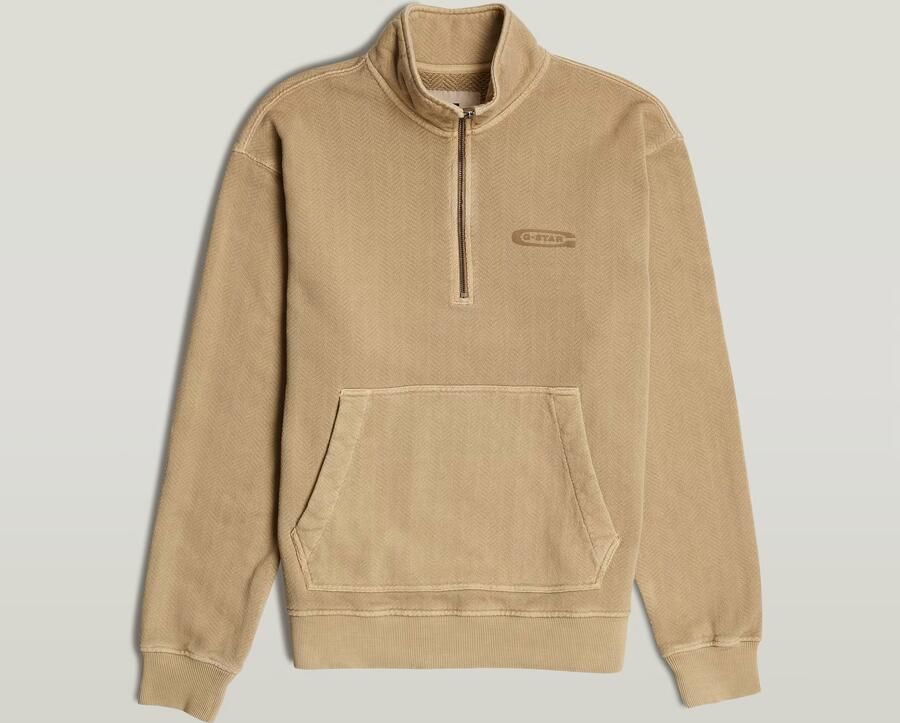 G-Star RAW Washed Half Zip Relaxed Sweater Beige Heren - Foto 6