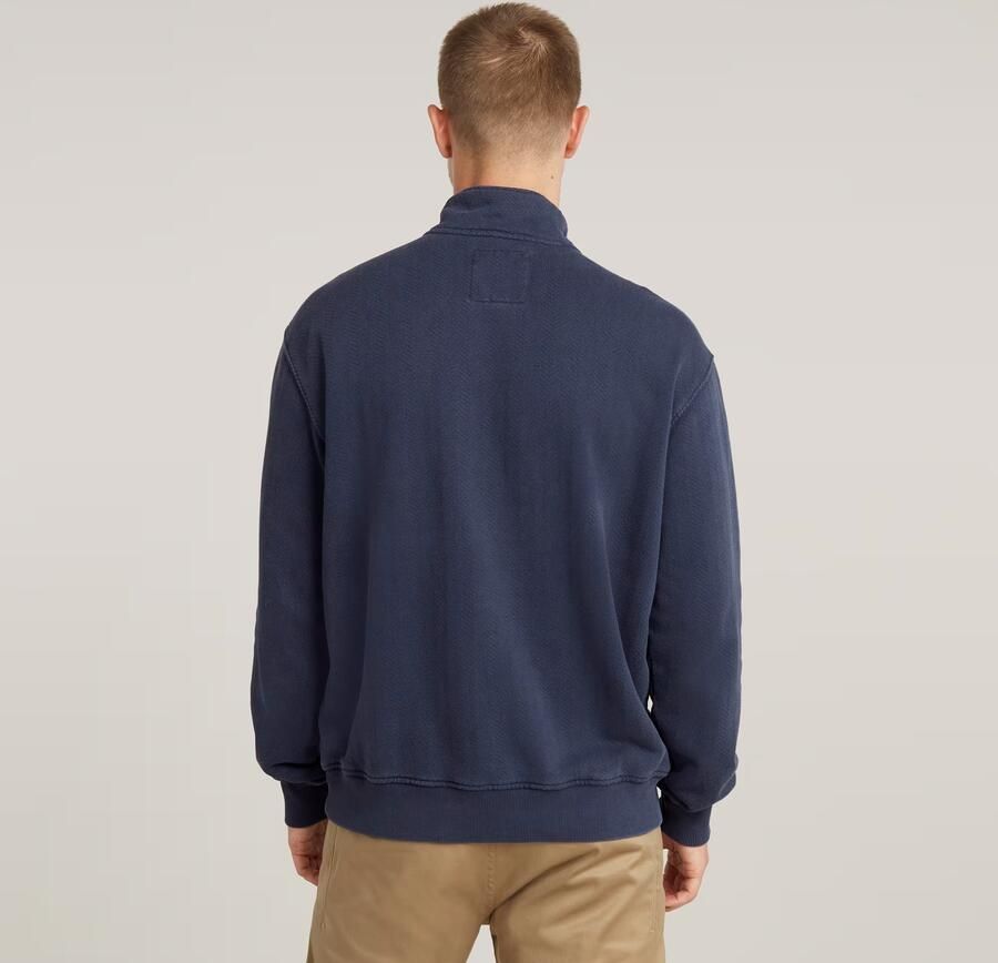 G-Star RAW Washed Half Zip Relaxed Sweater Donkerblauw Heren - Foto 4