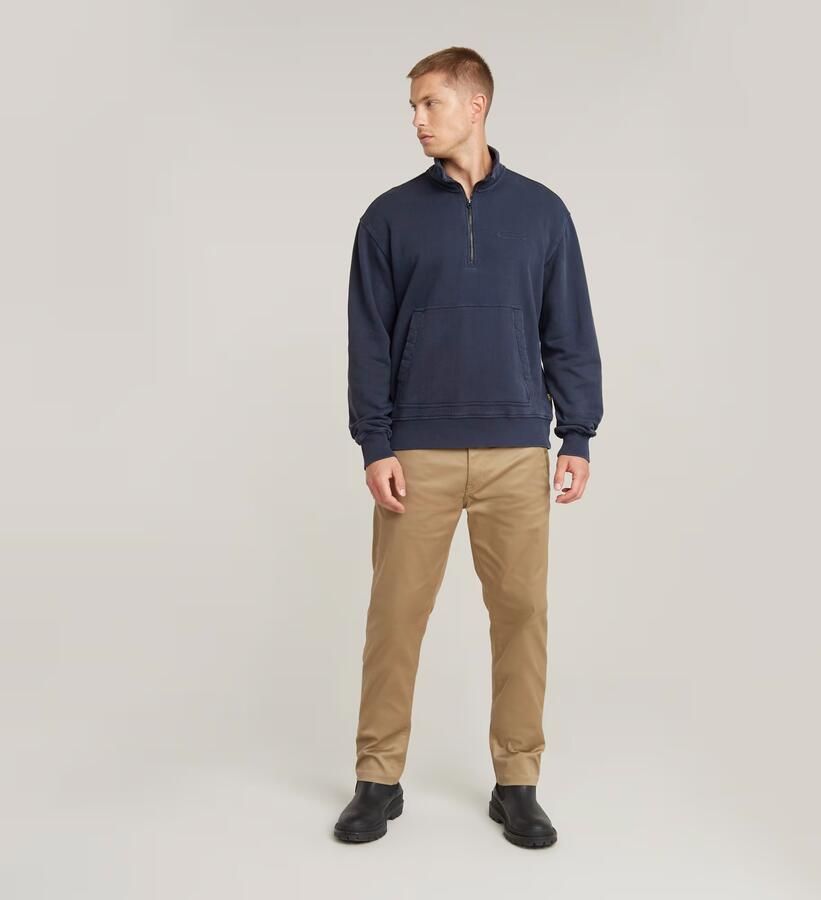 G-Star RAW Washed Half Zip Relaxed Sweater Donkerblauw Heren - Foto 5