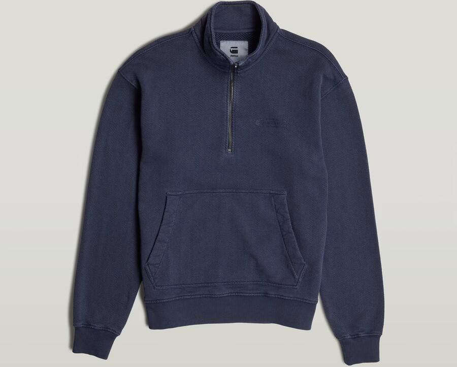 G-Star RAW Washed Half Zip Relaxed Sweater Donkerblauw Heren - Foto 6