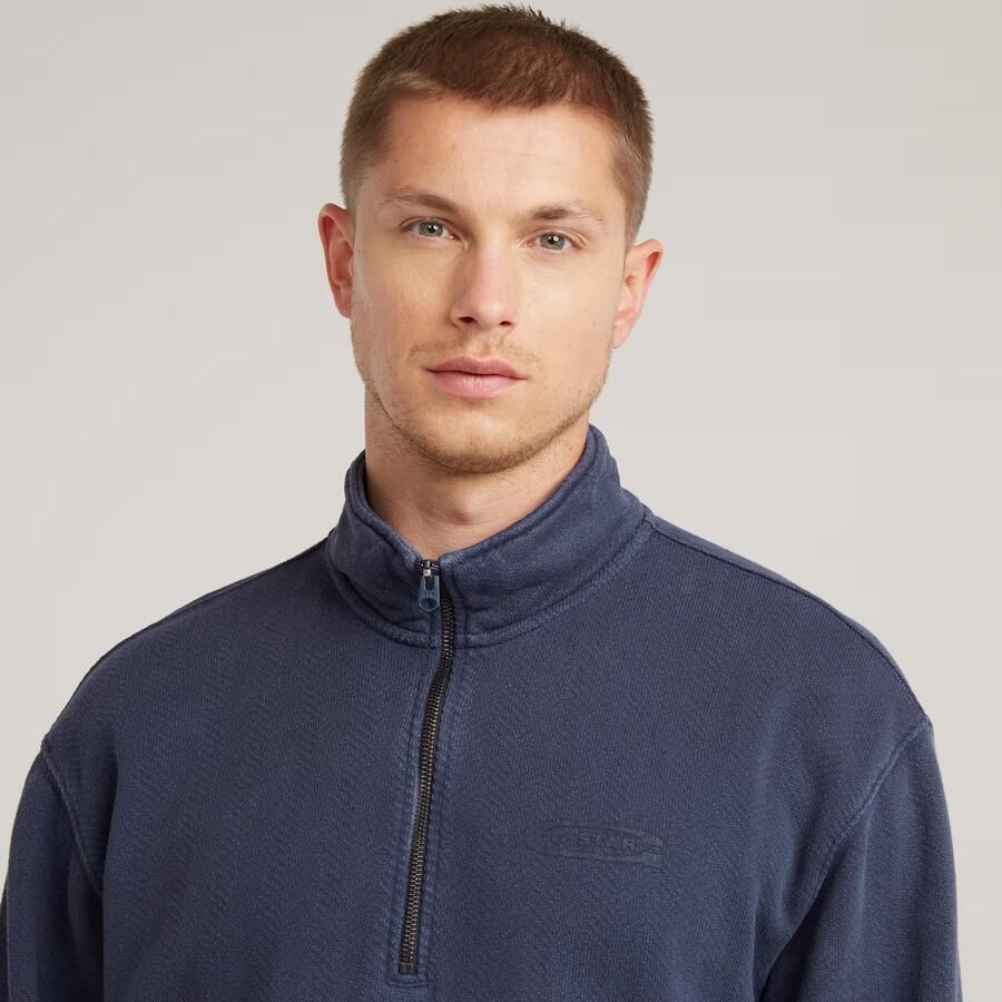 G-Star RAW Washed Half Zip Relaxed Sweater Donkerblauw Heren - Foto 2