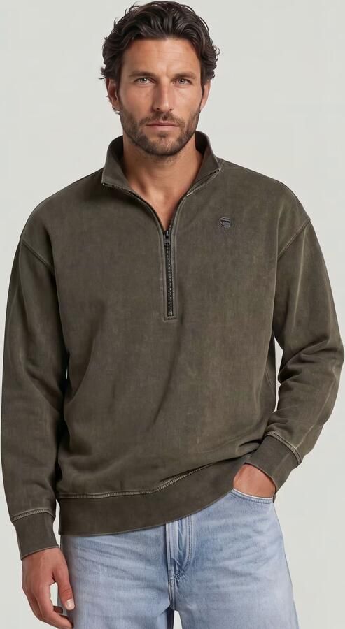 G-Star RAW Washed HB Relaxed Half Zip Sweater Grijs Heren - Foto 5