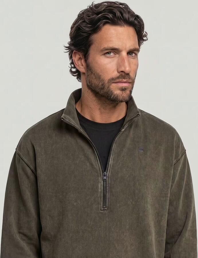 G-Star RAW Washed HB Relaxed Half Zip Sweater Grijs Heren - Foto 3