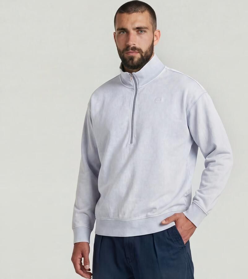 G-Star RAW Washed HB Relaxed Half Zip Sweater Lichtblauw Heren - Foto 4