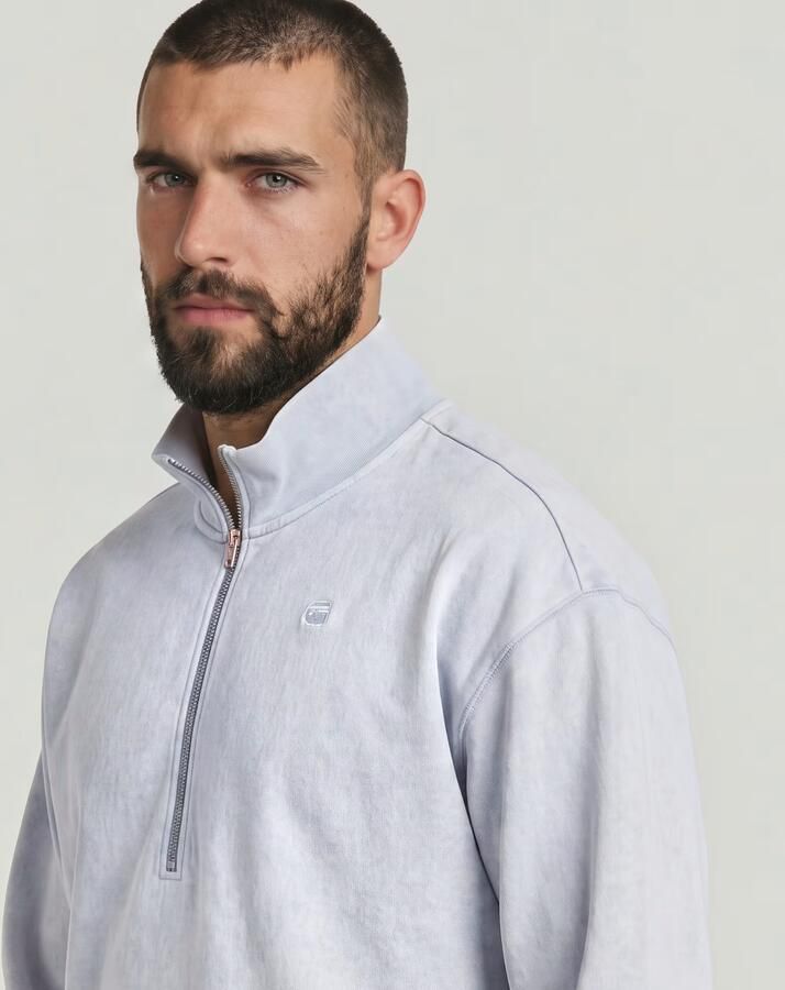 G-Star RAW Washed HB Relaxed Half Zip Sweater Lichtblauw Heren - Foto 5