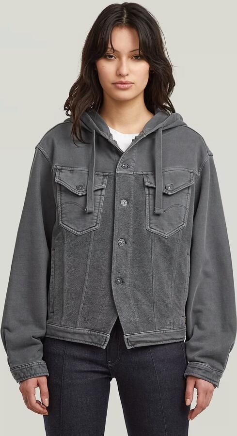G-Star RAW Washed Hoodie Sweaterjack Grijs Dames