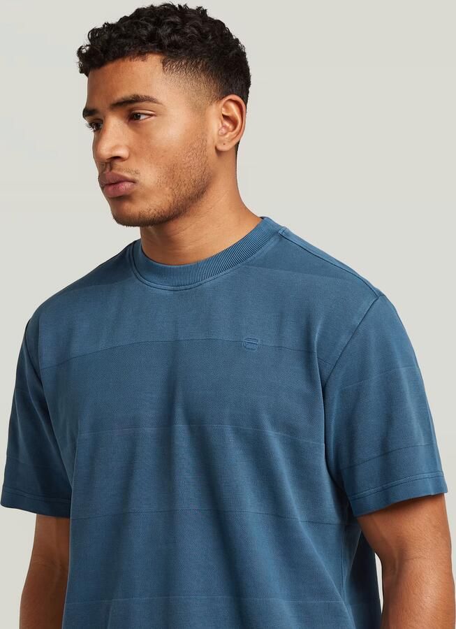 G-Star RAW Washed Jacquard T-Shirt Midden blauw Heren - Foto 3