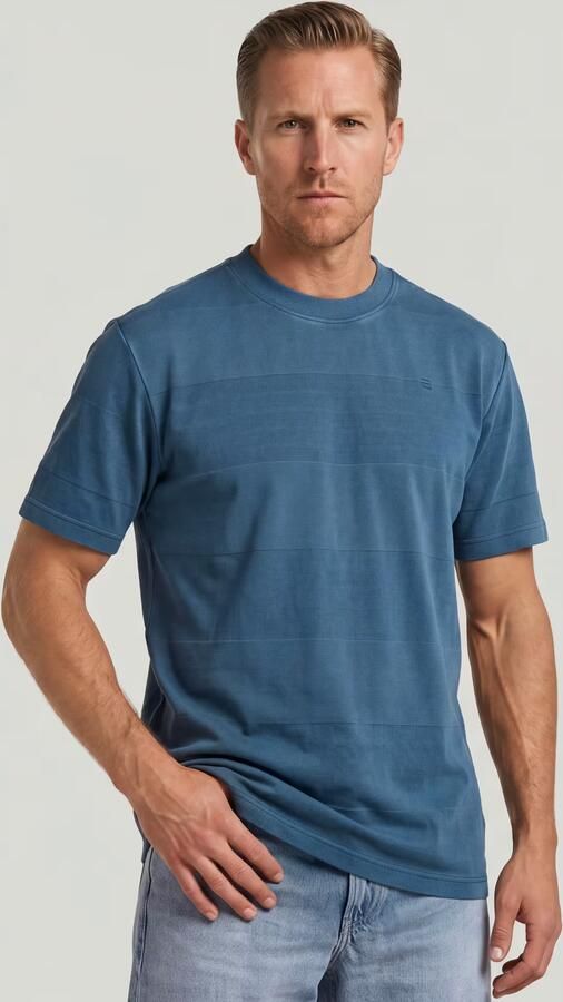 G-Star RAW Washed Jacquard T-Shirt Midden blauw Heren - Foto 5