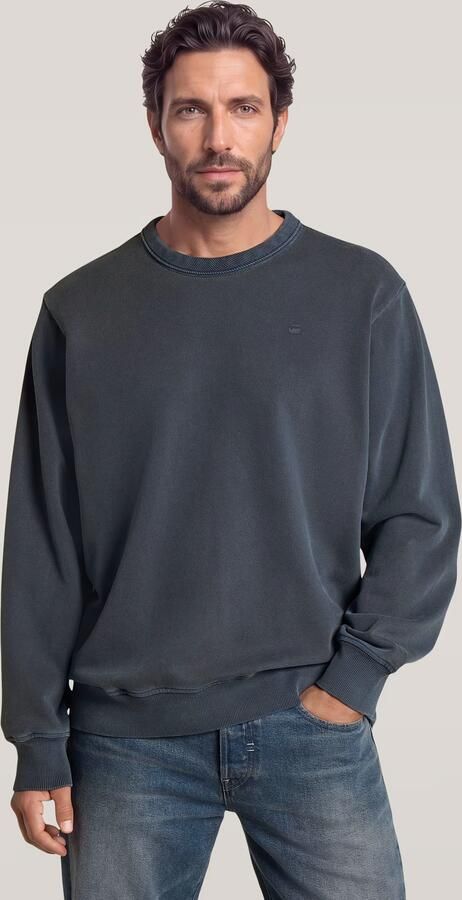 G-Star RAW Washed Longsleeve Sweater Donkerblauw Heren - Foto 4
