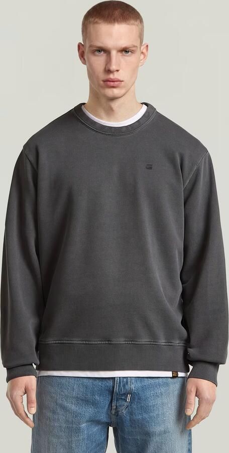 G-Star RAW Washed Longsleeve Sweater Zwart Heren