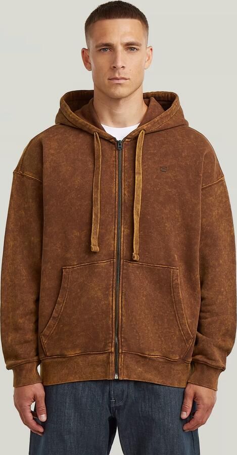 G-Star RAW Washed Loose Full Zip Hoodie Bruin Heren - Foto 6