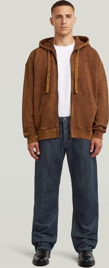 G-Star RAW Washed Loose Full Zip Hoodie Bruin Heren - Foto 5