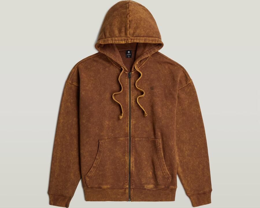 G-Star RAW Washed Loose Full Zip Hoodie Bruin Heren - Foto 3