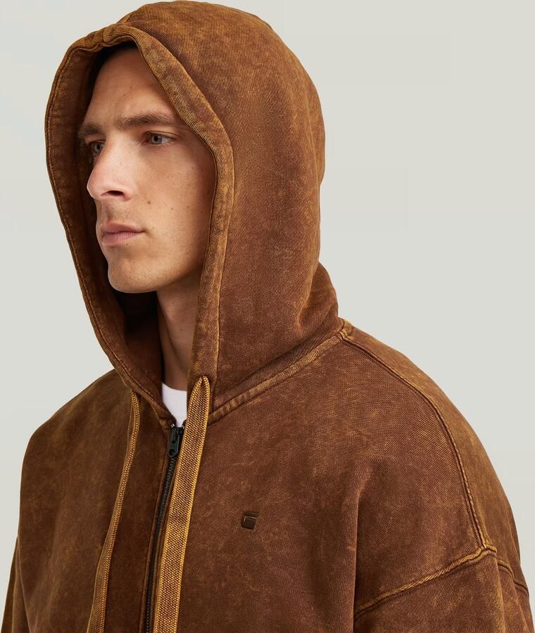 G-Star RAW Washed Loose Full Zip Hoodie Bruin Heren - Foto 2