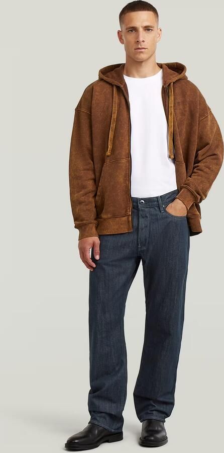 G-Star RAW Washed Loose Full Zip Hoodie Bruin Heren - Foto 4
