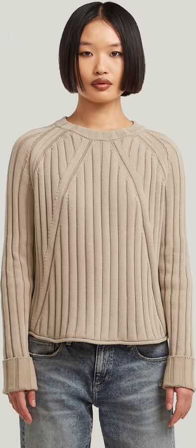 G-Star RAW Washed Loose Gebreide Trui Beige Dames