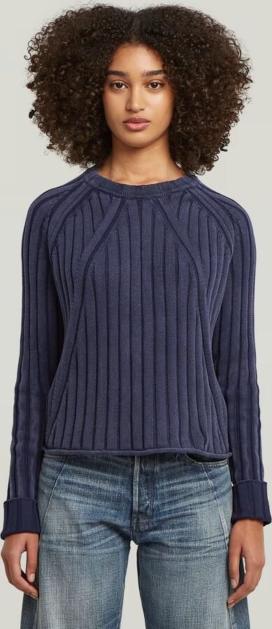 G-Star RAW Washed Loose Gebreide Trui Donkerblauw Dames