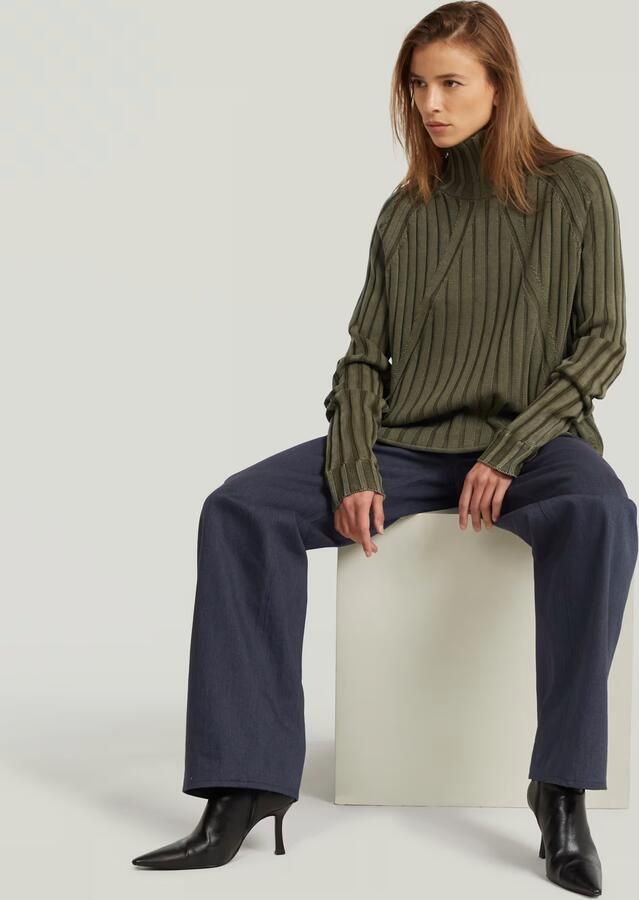 G-Star RAW Washed Loose Turtle Gebreide Trui Groen Dames - Foto 5