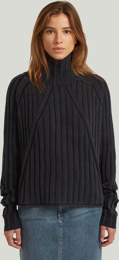 G-Star RAW Washed Loose Turtle Gebreide Trui Zwart Dames