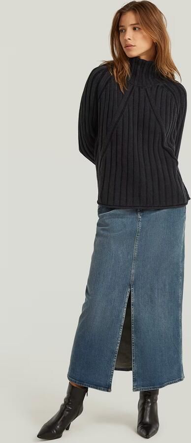G-Star RAW Washed Loose Turtle Gebreide Trui Zwart Dames - Foto 6