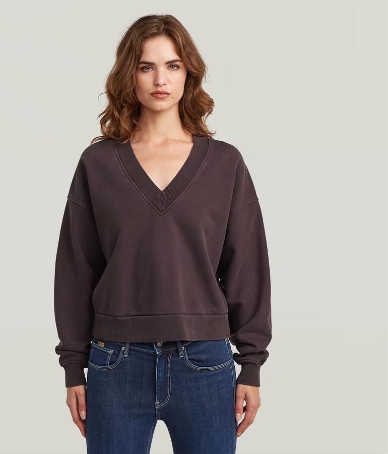 G-Star RAW Washed Loose V Sweater Bruin Dames