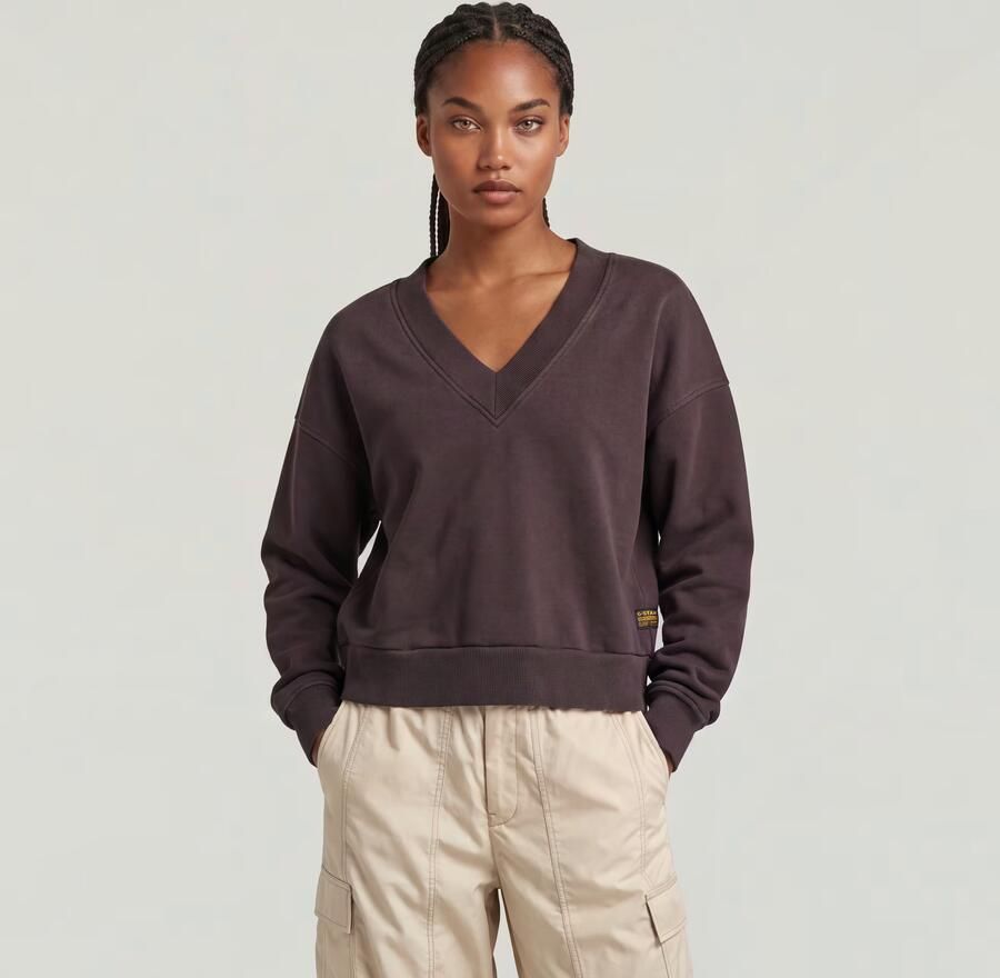 G-Star RAW Washed Loose V Sweater Bruin Dames - Foto 4