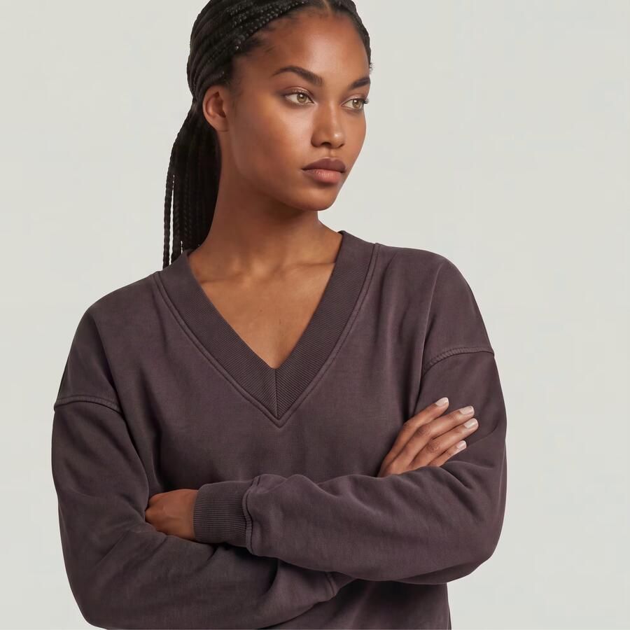 G-Star RAW Washed Loose V Sweater Bruin Dames - Foto 3