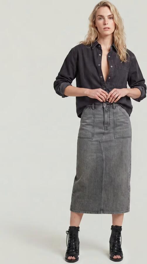 G-Star RAW Washed Midi Sweater Rok Grijs Dames - Foto 6
