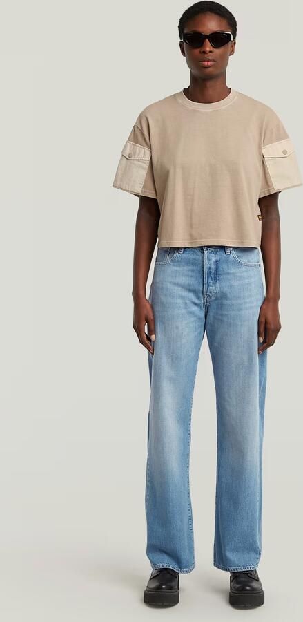 G-Star RAW Washed Mix Boxy Cropped T-shirt Beige Dames - Foto 6