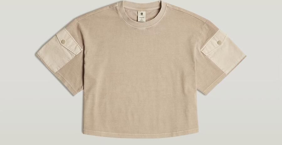 G-Star RAW Washed Mix Boxy Cropped T-shirt Beige Dames - Foto 4