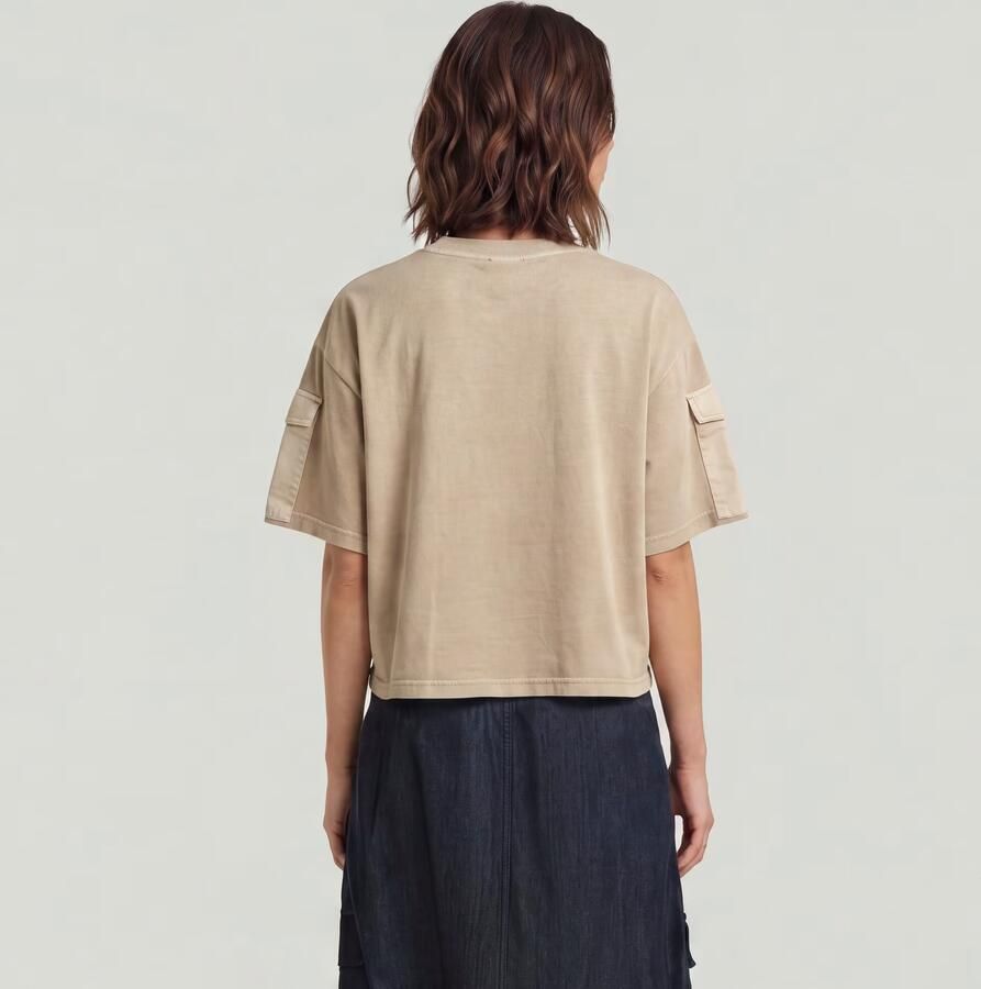 G-Star RAW Washed Mix Boxy Cropped T-shirt Beige Dames - Foto 4