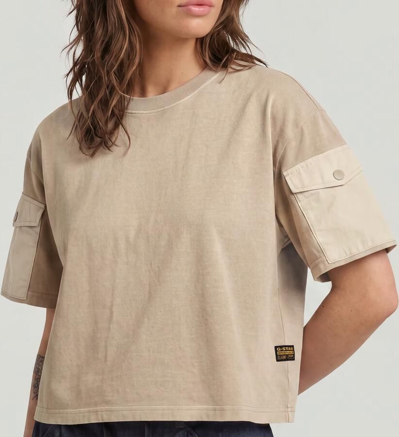 G-Star RAW Washed Mix Boxy Cropped T-shirt Beige Dames - Foto 5