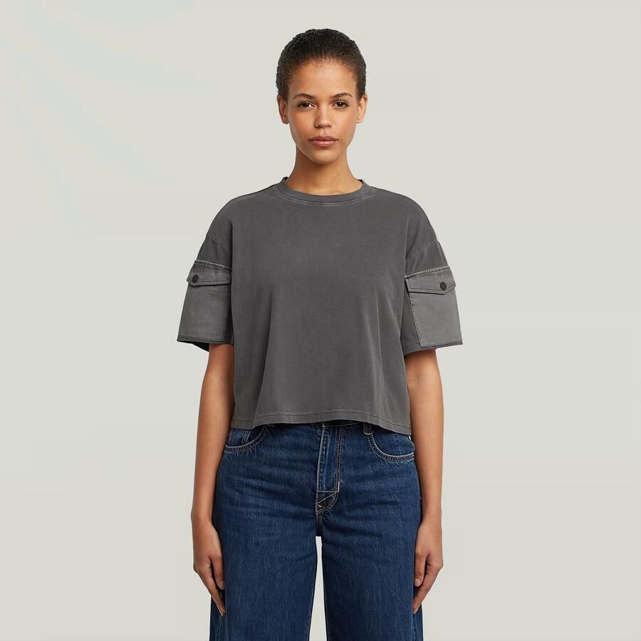 G-Star RAW Washed Mix Boxy Cropped T-shirt Zwart Dames - Foto 7