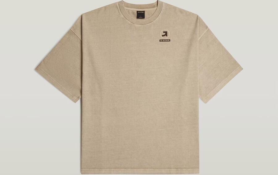 G-Star RAW Washed Multi Graphic Oversized T-Shirt Beige Heren